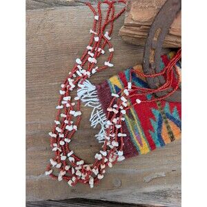 Vintage Southwestern Red & Angel Skin Coral Necklace